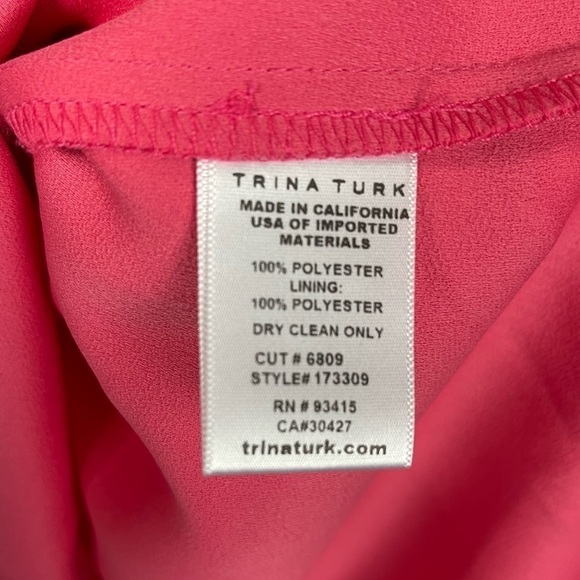 TRINA TURK YARROW SLEEVELESS DROP WAIST NOTCH NECK RUFFLE HEM DRESS - Picture 10 of 11